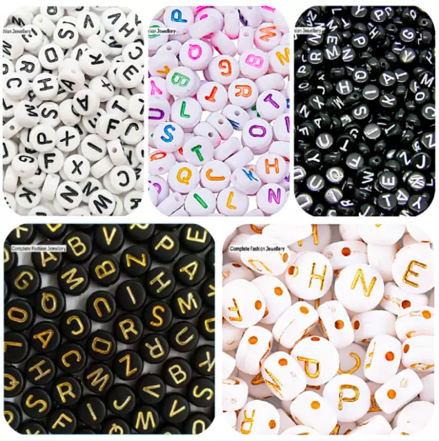 100 200 500 7Mm Various Style Alphabet Random Letters Flat Round Acrylic Beads