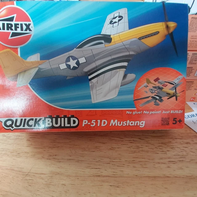 Kit Modèle Avion Airfix P-51D Mustang Quick Build - Construction Snap-together, Thème Militaire, Idéal Débutant