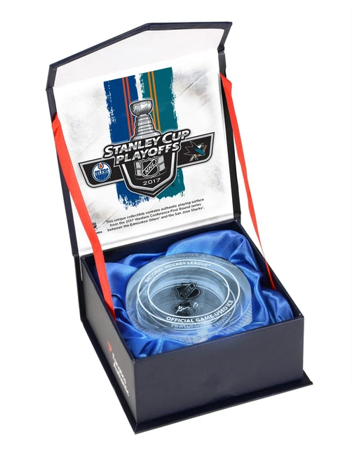 Sharks vs Oilers Crystal Puck-Filled w/Ice-Rd1 of the 2017 SC Playoffs