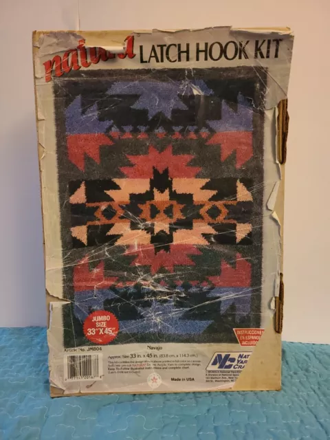 Kit de gancho de pestillo Natura grande 33x45 diseño navajo alfombra completa arte artesanal EE. UU.