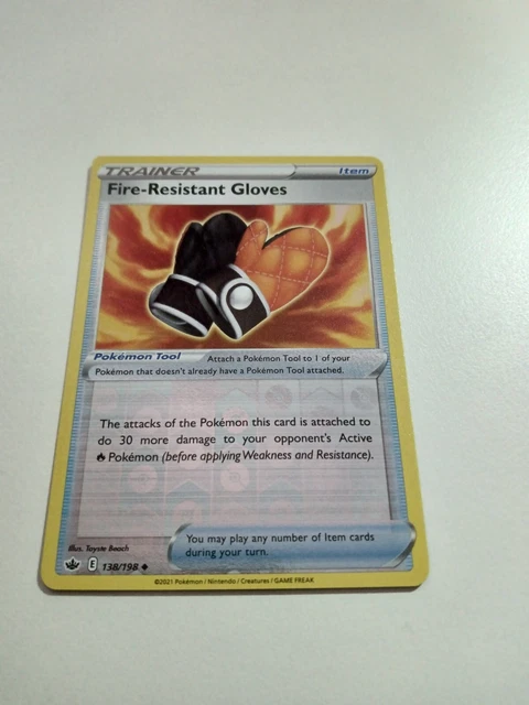 Pokemon CCG TCG Fire-Resistant Gloves Reverse Holo 138/198 Chilling Reign Card