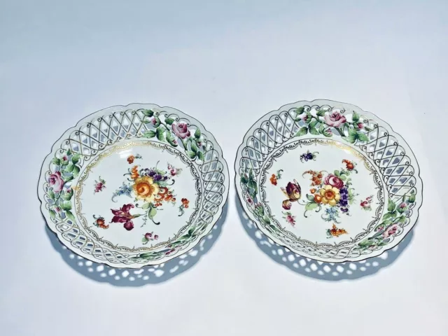 Stunning Pair of Vintage Royal Bavaria Germany Porcelain With Floral Bowls