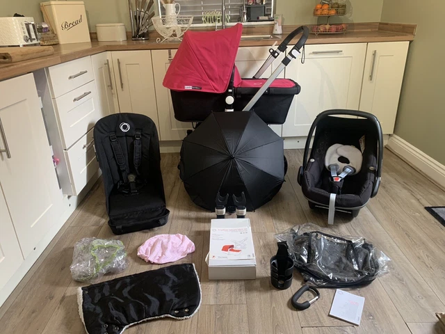 Bugaboo Cameleon 3 Black & Pink Travel System Pram Set + Maxi Cosi Car Seat