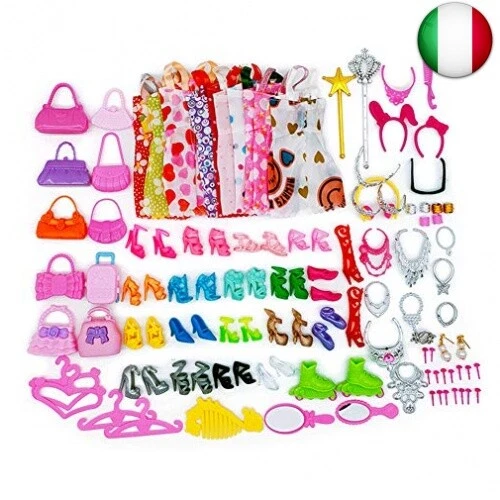 70 accessori per vestiti per bambole Barbie, 10 set vestito Dress, 30 pezzi