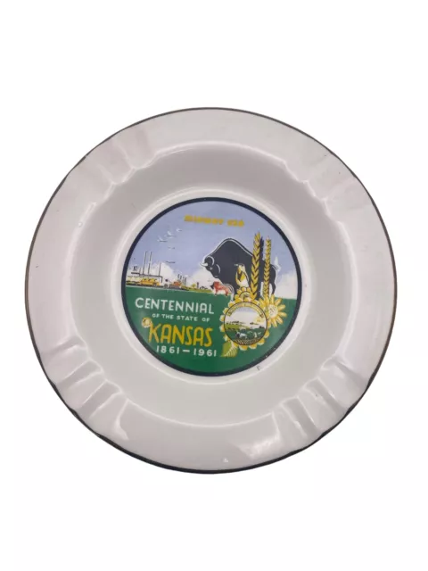 The Centennial of the State of Kansas 1861-1961 Ashtray