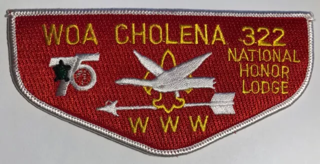 Woa Cholena Lodge 322 S15 OA 75th-anniversary flap from 1990