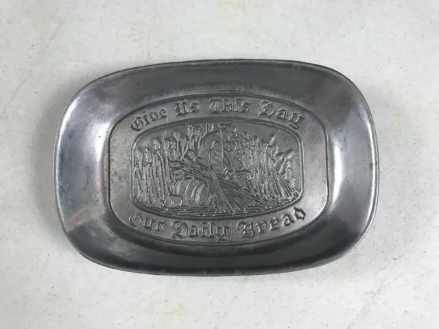 vintage Cantrell Collection Pewter Serving Tray Give Us This Day Our Daily Bread