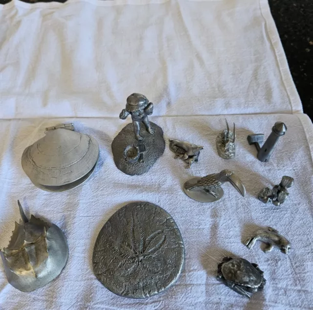 Pewter ocean/beach figurines 70's/80's Lot of 12 Hudson/Spoontiques