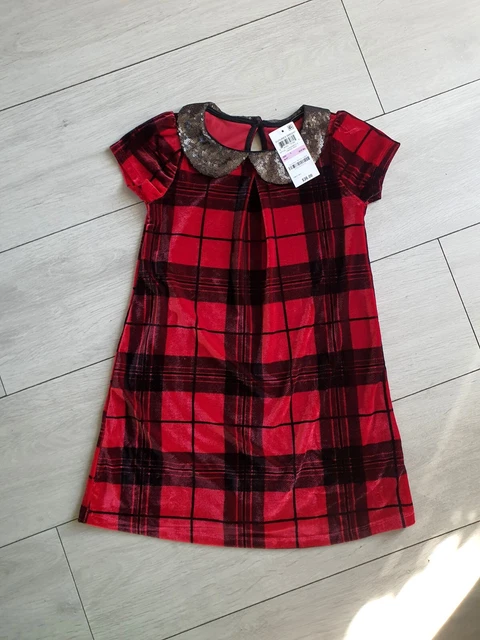 Girls Epic Threads Check Velour Dress Age 6 Yrs Bnwt Rrp $36
