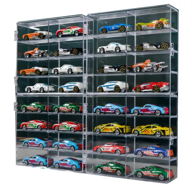 8 Unit Display Case Card Holder Rack 1/64 DIecast Scale Cars Hot Wheels Acrylic