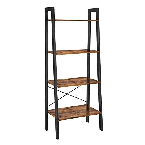VASAGLE LADDER SHELF, 4Tier Bookshelf, Storage Rack, Bookcase with