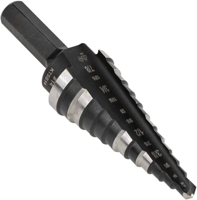 Klein Tools KTSB14 Step Drill Bit #14 Double-Fluted, 3/16 to 7/8-Inch with Ea...