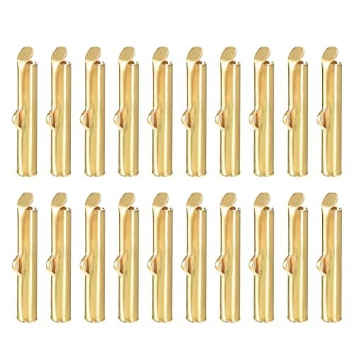 100Pcs Slide on End Clasps 20mm Tube Ball Bead Slider Crimp Ends for Multi-St...