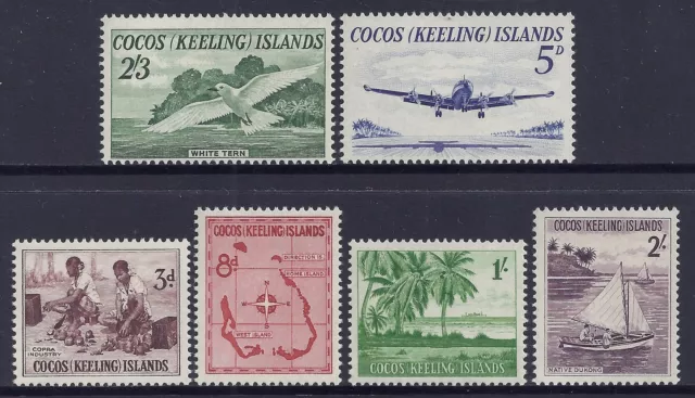 1963 COCOS ISLANDS PICTORIAL DEFINITIVES SET OF 6 FINE MINT MNH/MUH our ref SPC1