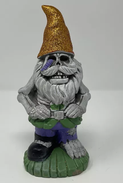 Spooky Evil Skeleton Zombie Gnome Halloween Garden Decoration 8” Glitter Hat