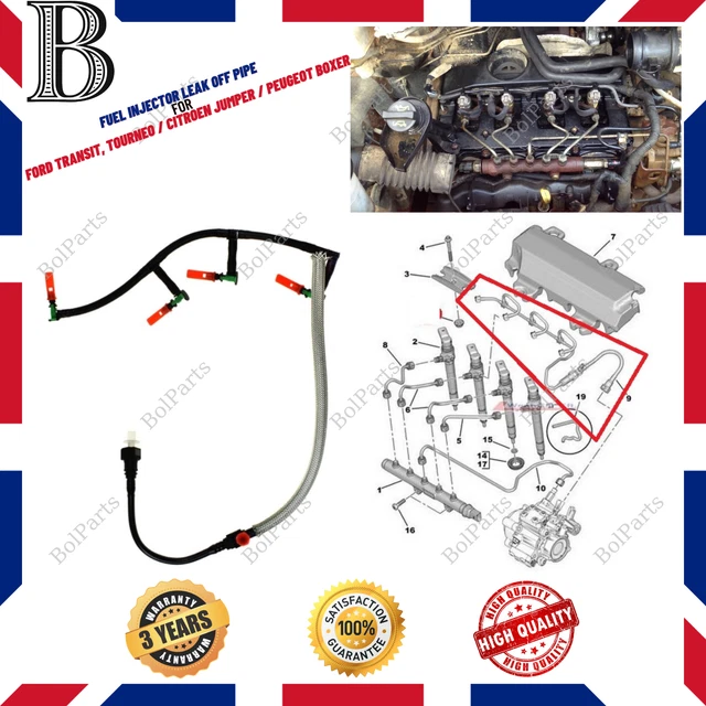 FORD TRANSIT MK7 Mk8 Custom 2.2 Tdci Injector Fuel Leak Off Pipe Euro 5