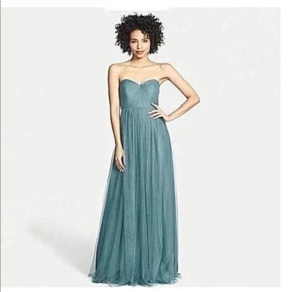 Jenny Yoo Annabelle Convertible Tulle Bridesmaid Dress Teal - Size 2 - see note