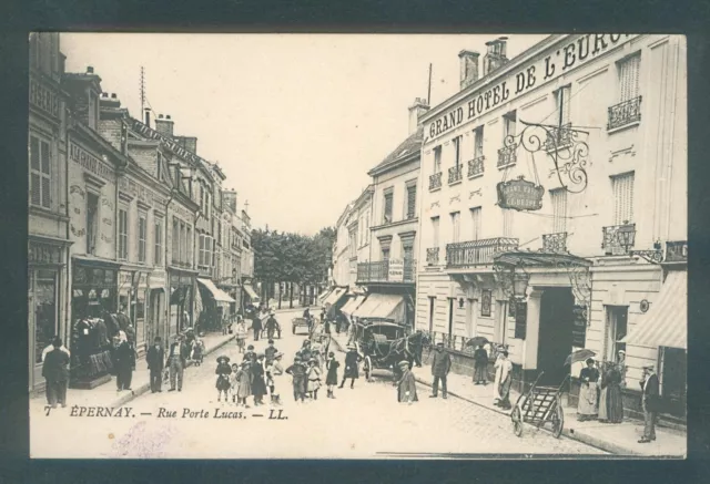 Cpa EPERNAY - Marne - Rue Porte Lucas - Poilu 14 18 - Badens (Aude)