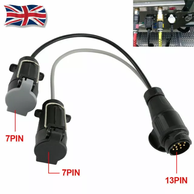 13 Pin to 7 Pin Adaptor Trailer Extension Lead Caravan Towing Socket Plug UK