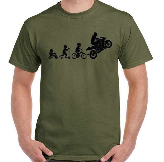 Moto T-Shirt Uomo Divertente Evolution Biker Maximoto Moto SPORTS Bikie