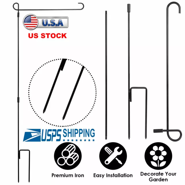 Flag Pole Holder Stand Garden Outdoor Metal Wrought Iron Stake For 12"x18" Flag