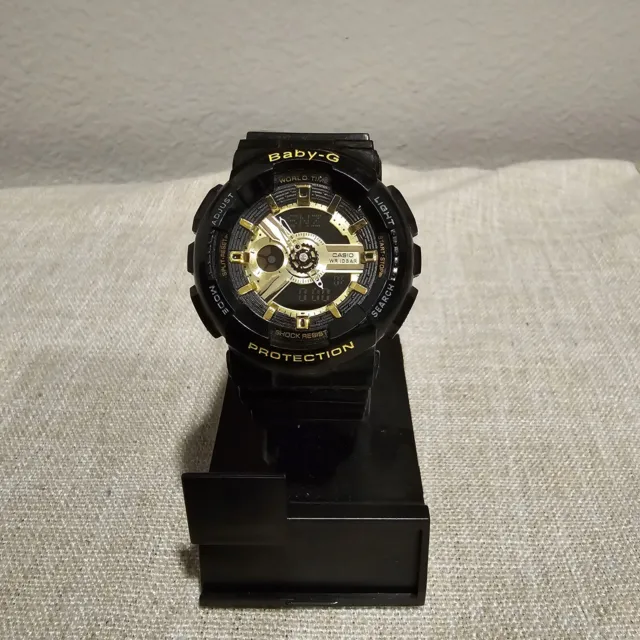 Casio BA-110 Women's Watch Baby-G Black-Gold Tone Dial Black Resin Strap #2