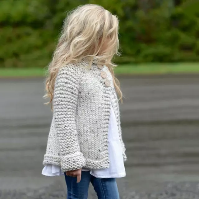 Kleinkind Knopf Strickpullover Strickjacke Mantel Kinder Baby Mädchen Outfit Kleidung Tops