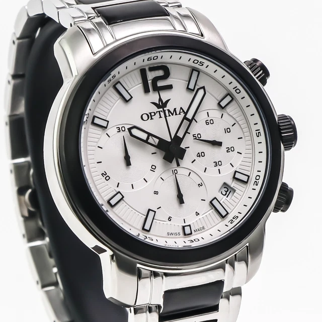 Montre Mercury Chronograph Quartz – Noire, Cuir, Suisse – Neuf Avec étiquettes