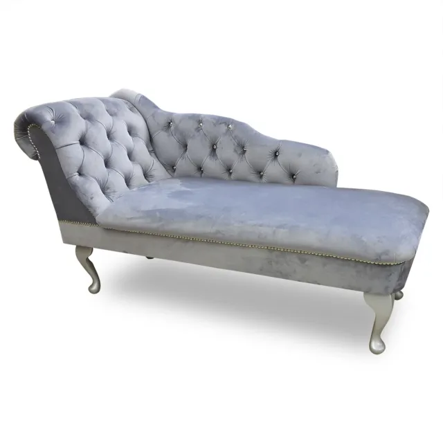 Chaise Longue Chesterfield Sofa Grey Handmade Accent Chair Regent Tufted Lounge