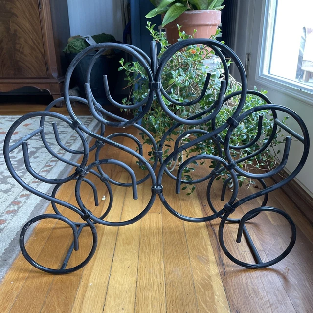 Wrought Iron Wine Rack W/ Swirl Design 8 Bottle 16" x 21" Countertop Iron Scroll