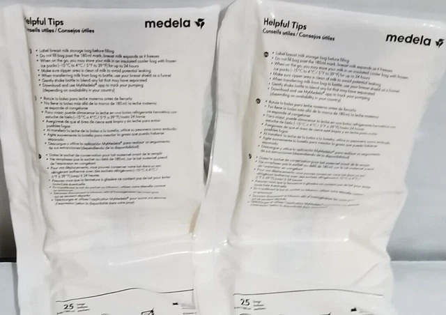 Lot of 2 Medela Breast Milk Storage Bags TOTAL 50 BAGS