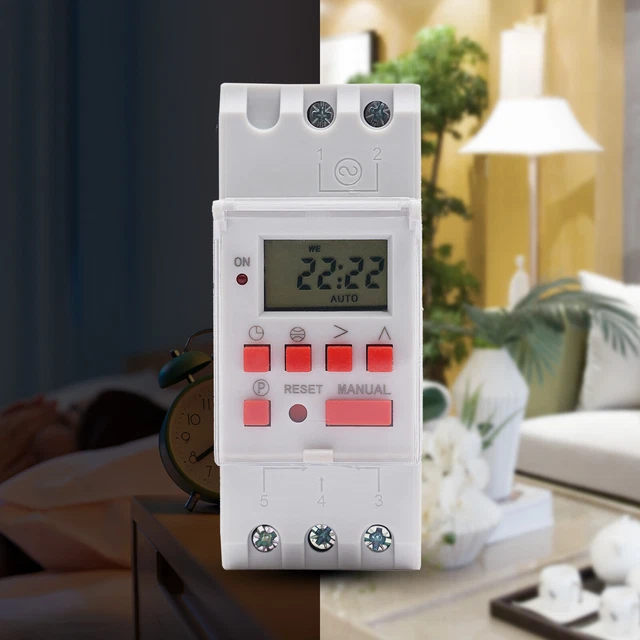 AC 110V 3000W Digital LCD DIN Programmable Weekly Rail Timer Time Relay Switch