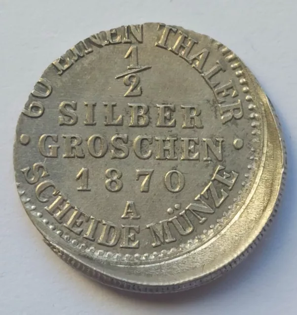 Verprägung Preußen, 1/2 Silbergroschen 1870 A dezentriert -- sehr selten!!!