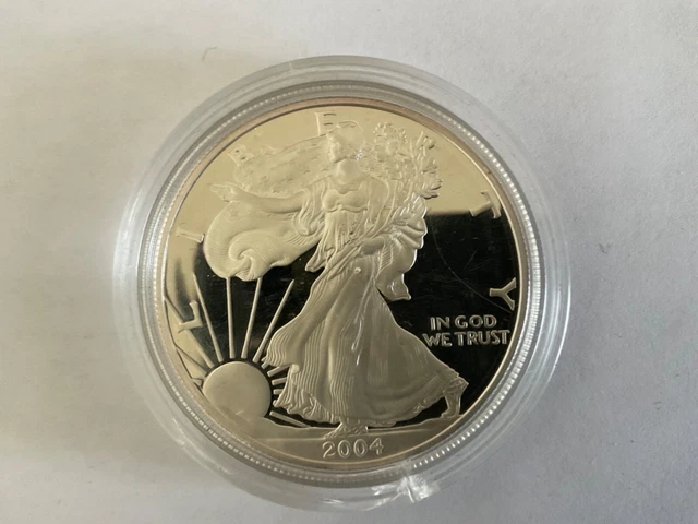 2004-W US Mint 1 oz Silver Proof American Eagle One Dollar Coin Box COA troy oz