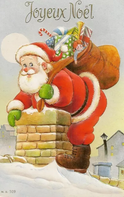 Carte Postale Fantaisie Gaufree Joyeux Noel - Pere Noel