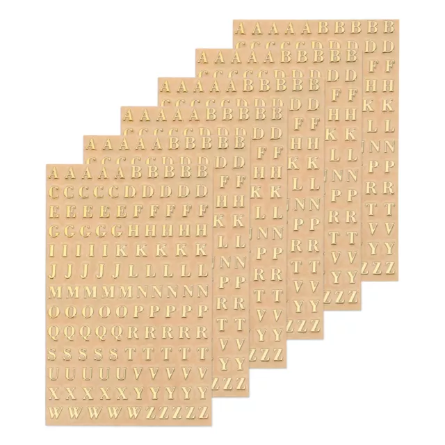6 Blätter Buchstabe Harz Aufkleber 3D Klein A bis Z Gold Alphabet Sticker 3 mm