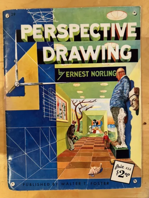 Libro vintage de Earnest Norling dibujo en perspectiva de mediados de siglo