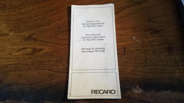 Authentic 1970s 1980s RECARO Seat Mounting and Operating folder Porsche MB BMW Authentic 1970s 1980s RECARO Seat Mounting and Operating folder Porsche MB BMW