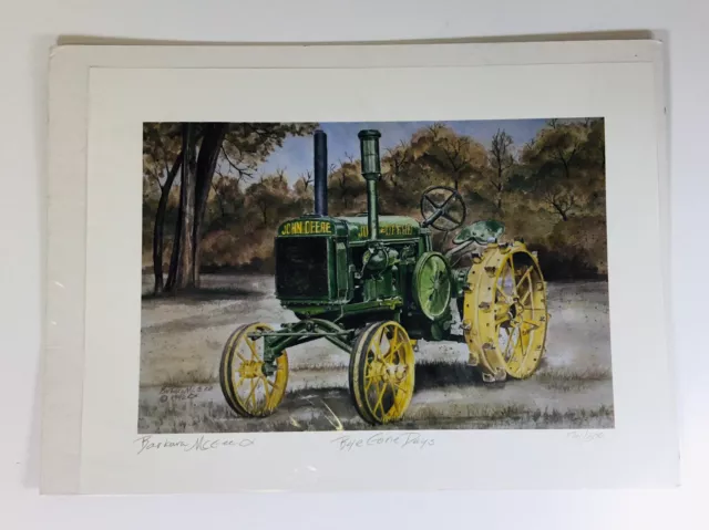 Vintage Painting Signed Print John Deere Tractor 1992 Barbara Mc Gee