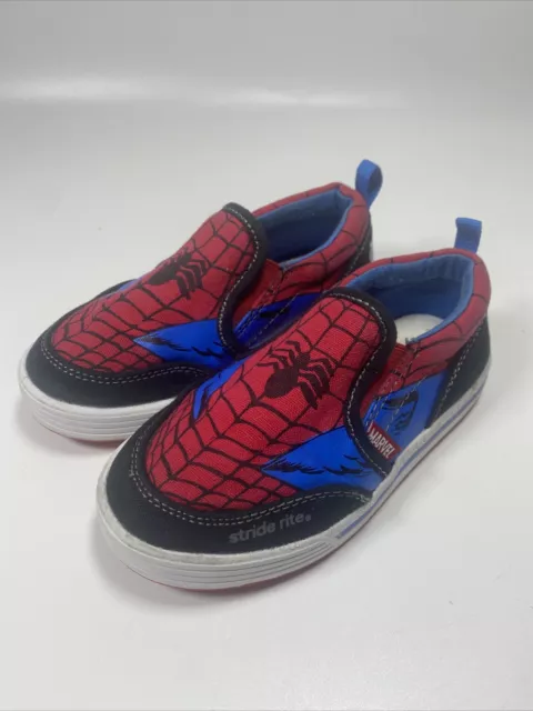 Stride Rite The Amazing Spider Man Kids Canvas Slip-On Sneakers Shoes Size 8.5M