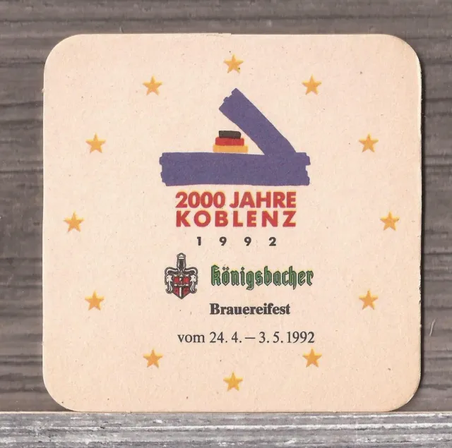 1992 Vintage Konigsbacher Brewery Brauereifest Beer Coaster-Germany-S338