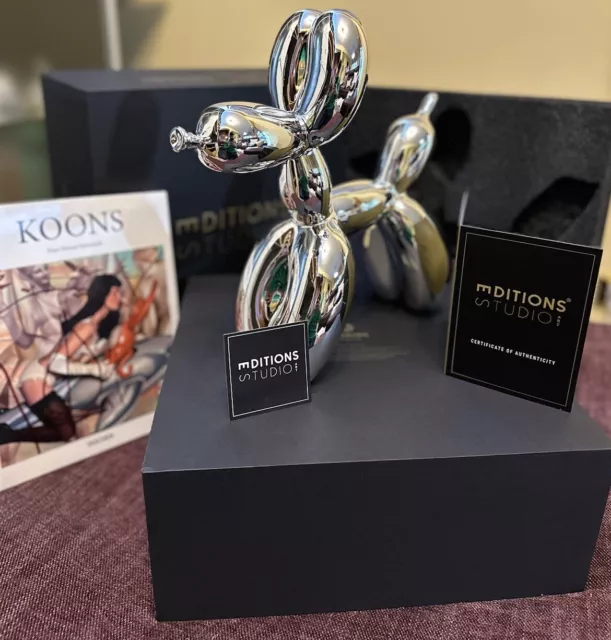 JEFF KOONS Balloon Dog L Silver Editions Studio Art Ballon COA Balon Bansky Kaws