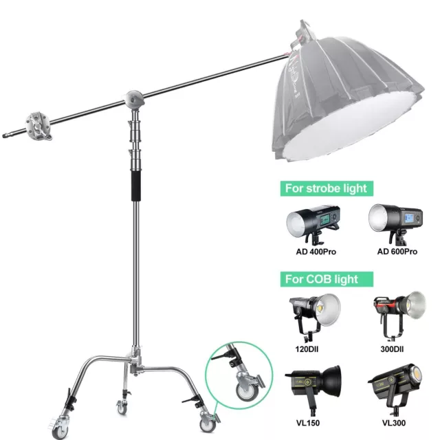 260cm Licht Reflektor Stativ C Stand mit Verlängerungsarm mit Tasche und Rädern