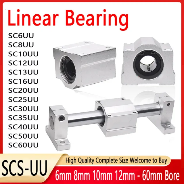 Linear Motion Shaft Rail Ball Bearing Bushing Slide Pillow Block SCS6UU-SCS60UU