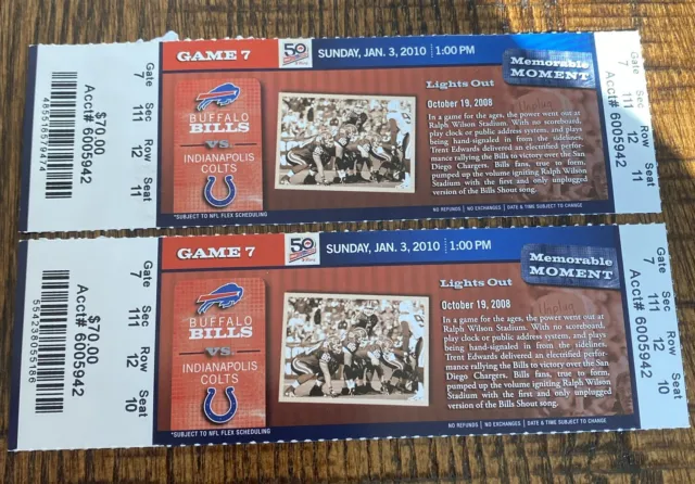 (2) Bills Colts Tickets Owens TO Passes Tim Brown HOF Manning 4,500 Fitzpatrick