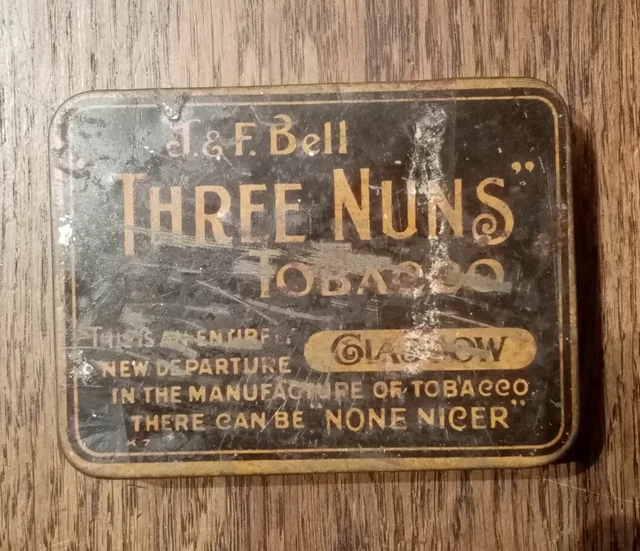 j & f bell three nuns tobacco tin VINTAGE J&F BELL Three Nuns Tobacco tin, Empire Blend, Glasgow, empty tin  £6.52