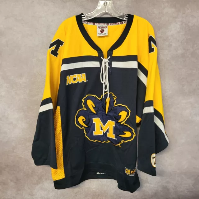 Vintage Zephyr Authentic NCAA Michigan Wolverines Hockey Jersey Men 52 2XL Strap