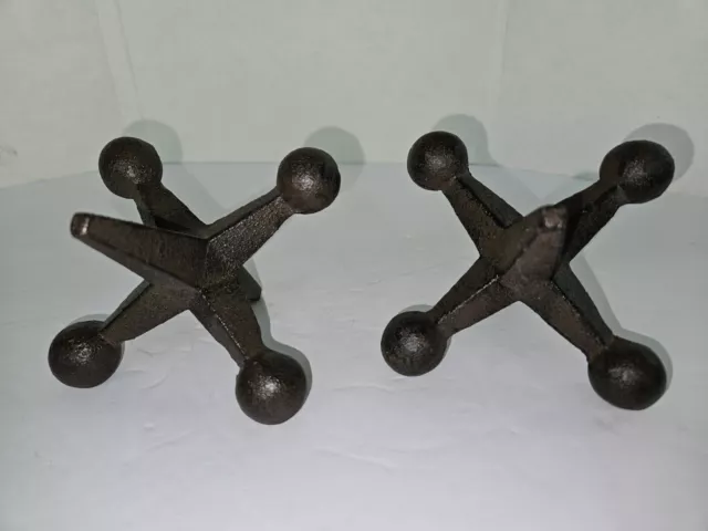 Pair (2) Cast Iron Single Jack Bookends Door Stops Paper Weights Farmhouse Decor