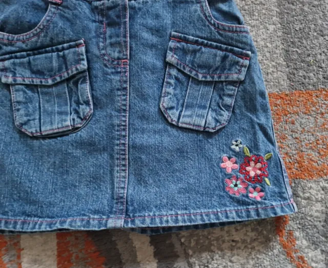 George Girls Blue Floral Embroidered Denim Skirt With Pockets 4-5 Years 3
