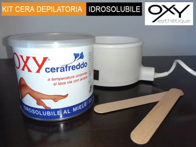 OXY - Kit CERA DEPILATORIA ScaldaCera + CeraFreddo IdroSolubile 350ML+ 2 Spatole